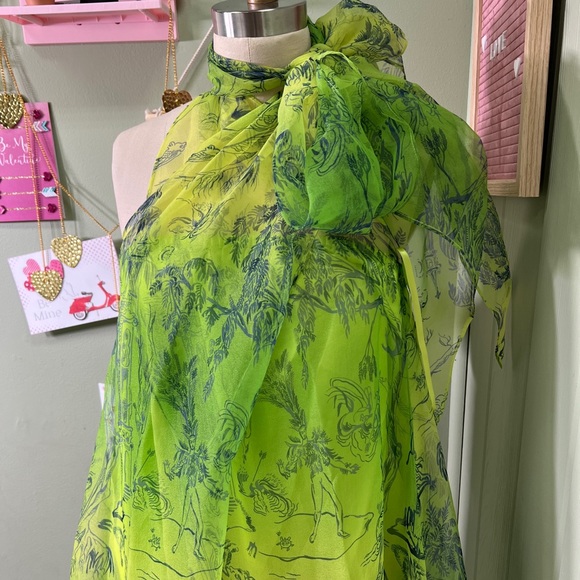 Rare STAUD Neem Printed Georgette Organza Sequined Hem Maxi Dress Unique - Picture 7 of 12